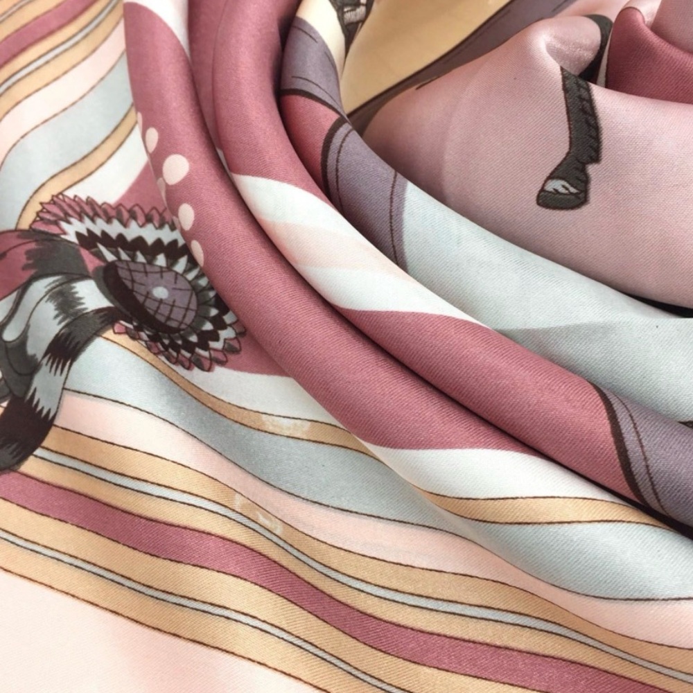 Equestrian Print Silk-Feel Head Scarf 35X35 - Picture 2 of 7